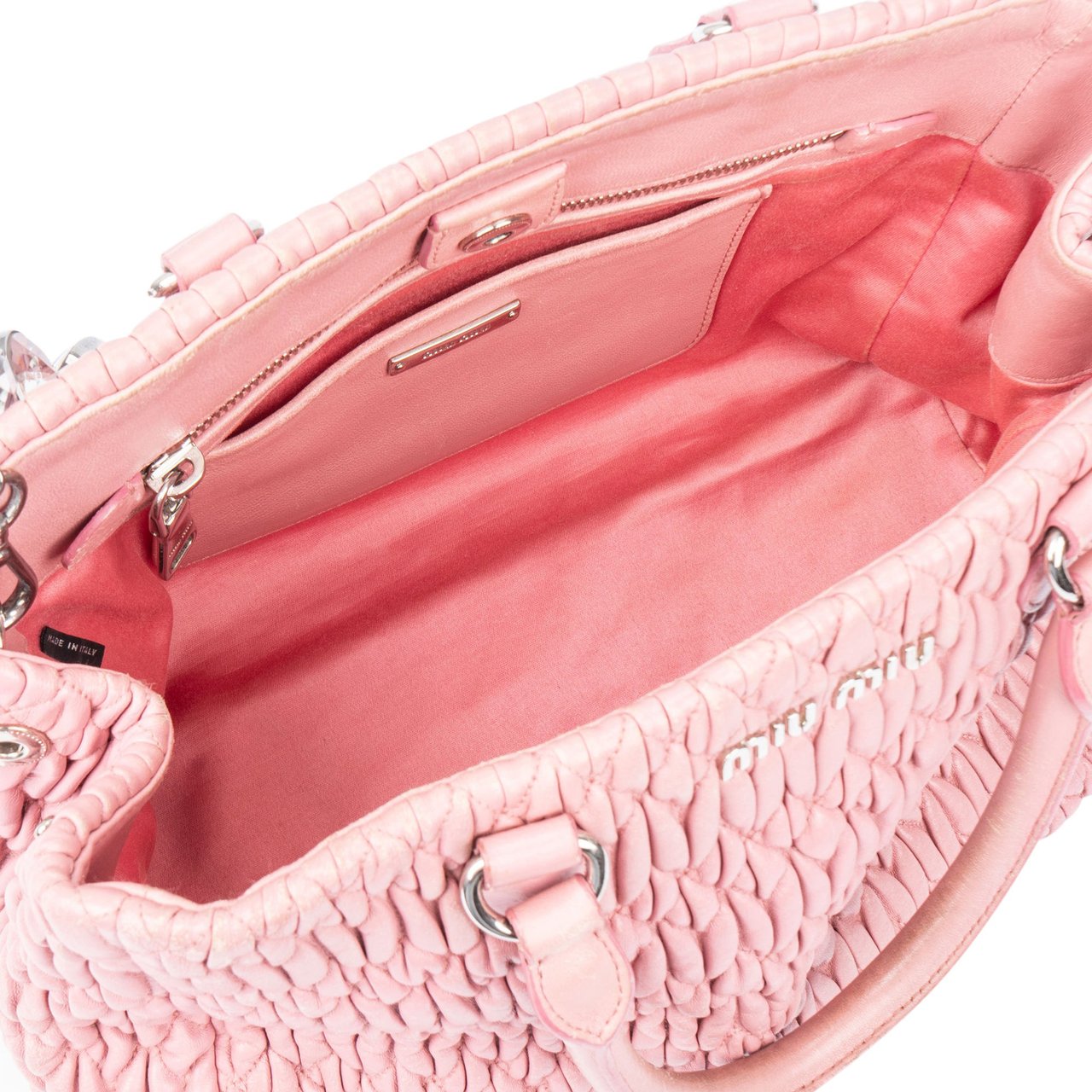Miu Miu Miu Miu Matelasse Leather Crystal Handbag Divers