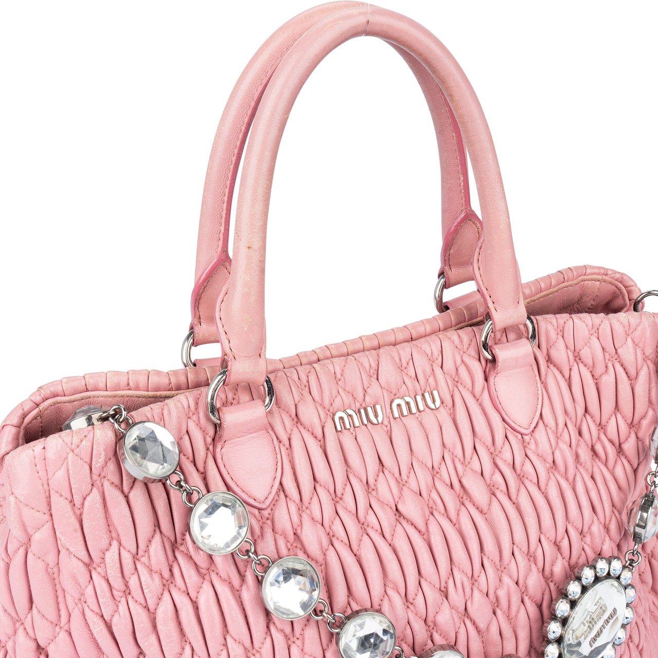 Miu Miu Miu Miu Matelasse Leather Crystal Handbag Divers
