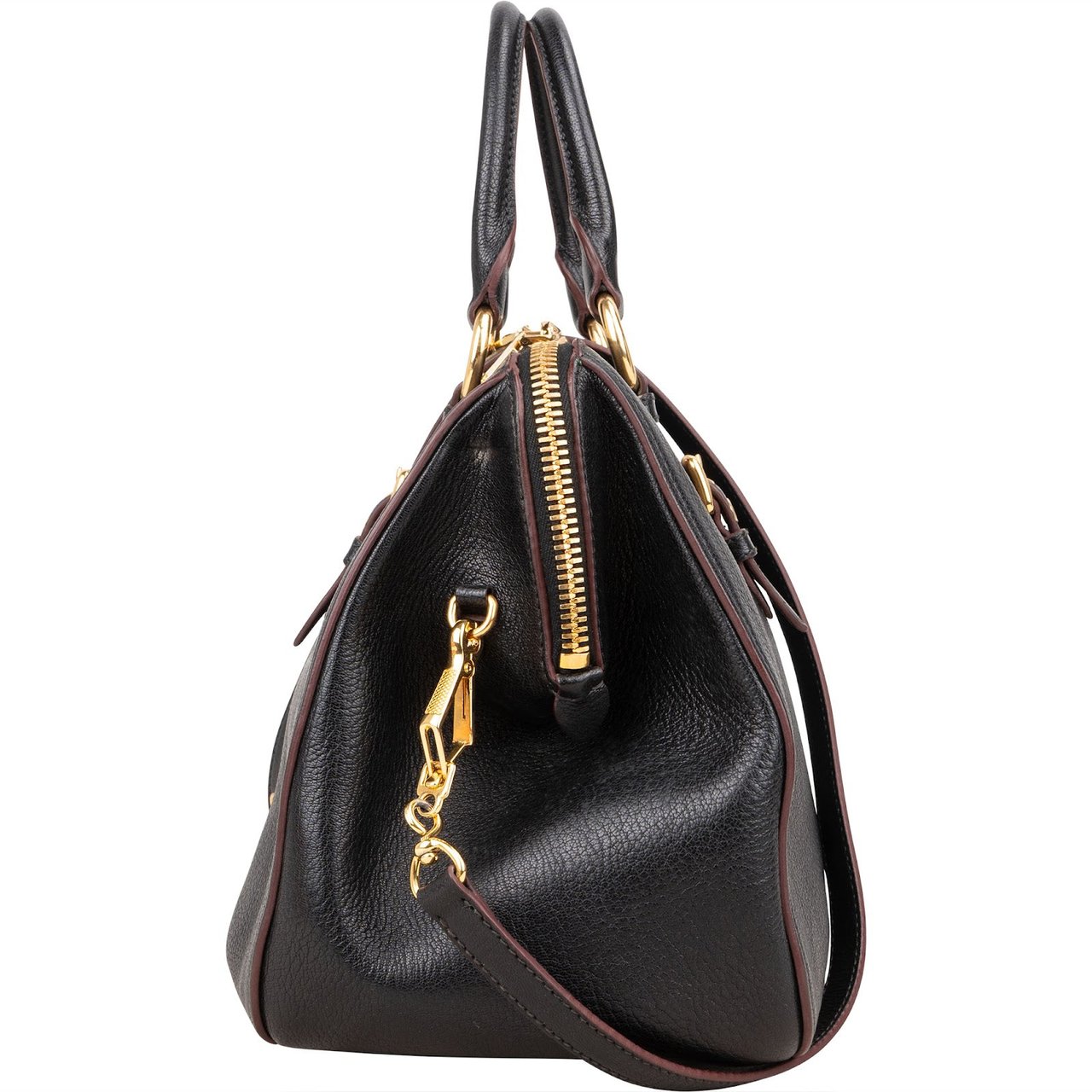 Miu Miu Madras Leather Dome Handbag Zwart