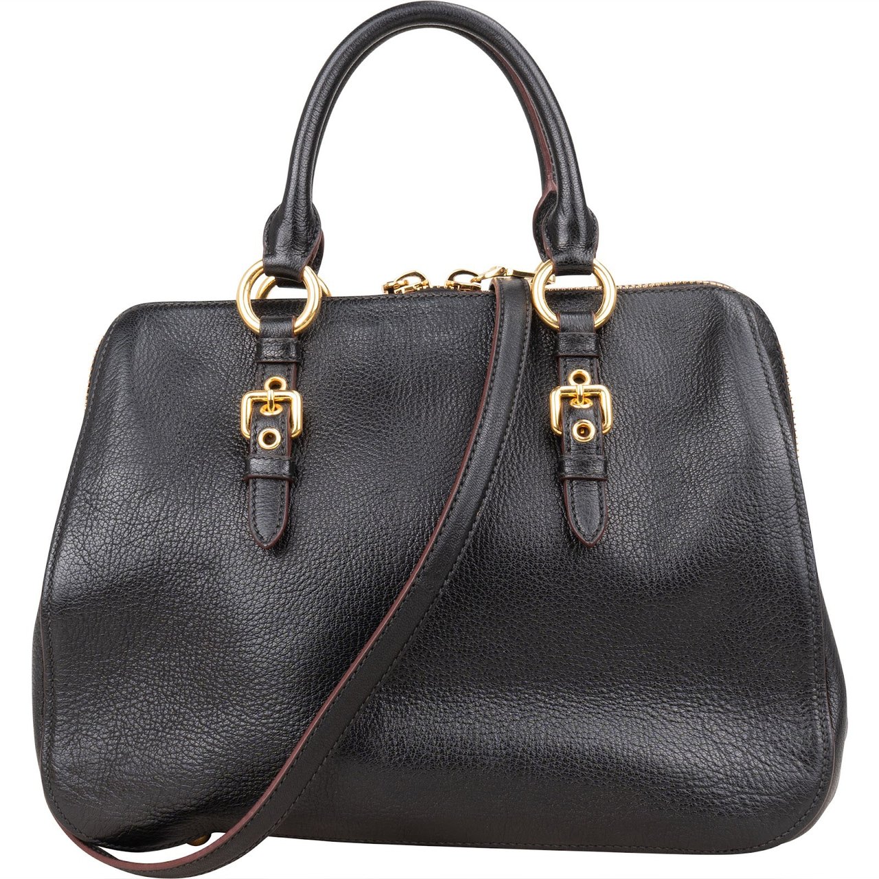 Miu Miu Madras Leather Dome Handbag Zwart