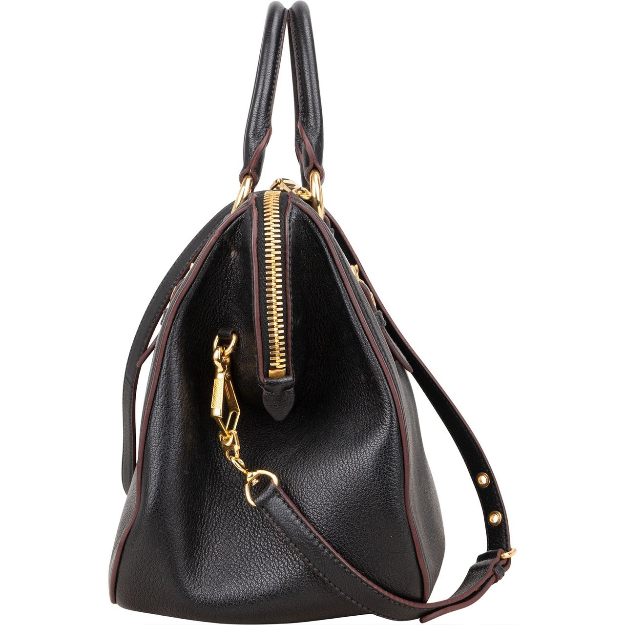 Miu Miu Madras Leather Dome Handbag Zwart