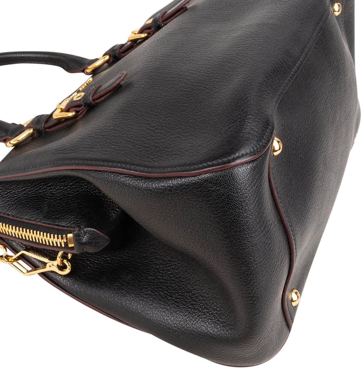 Miu Miu Madras Leather Dome Handbag Zwart