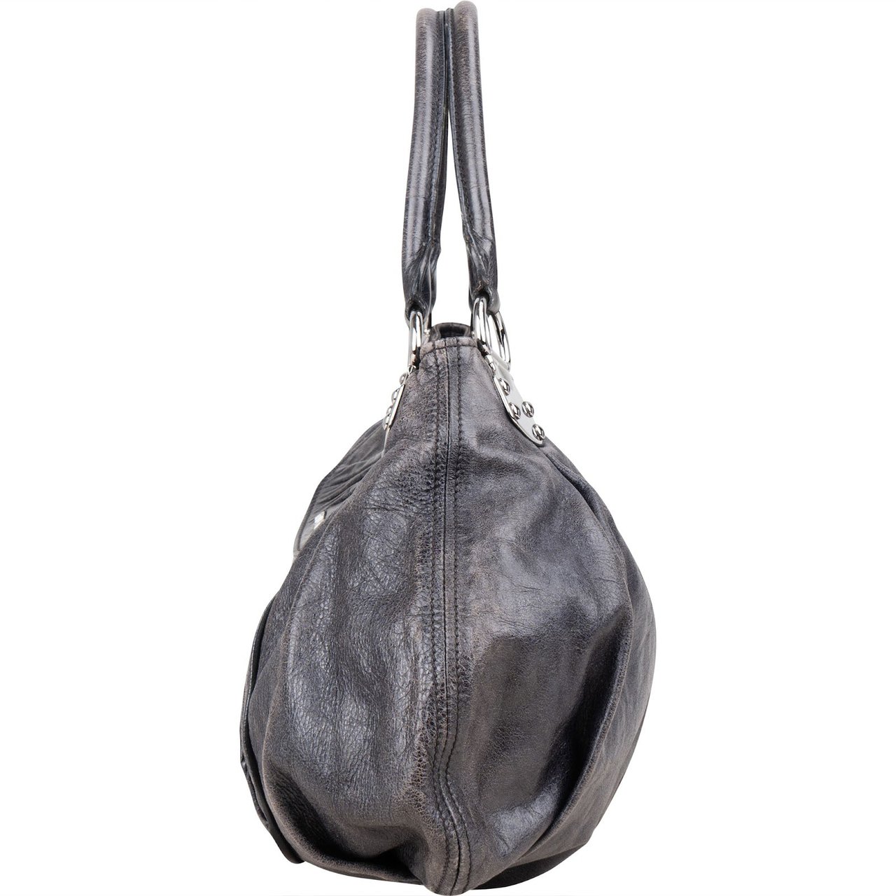 Miu Miu Vitello Lux Coffer Handbag Donkergrijs