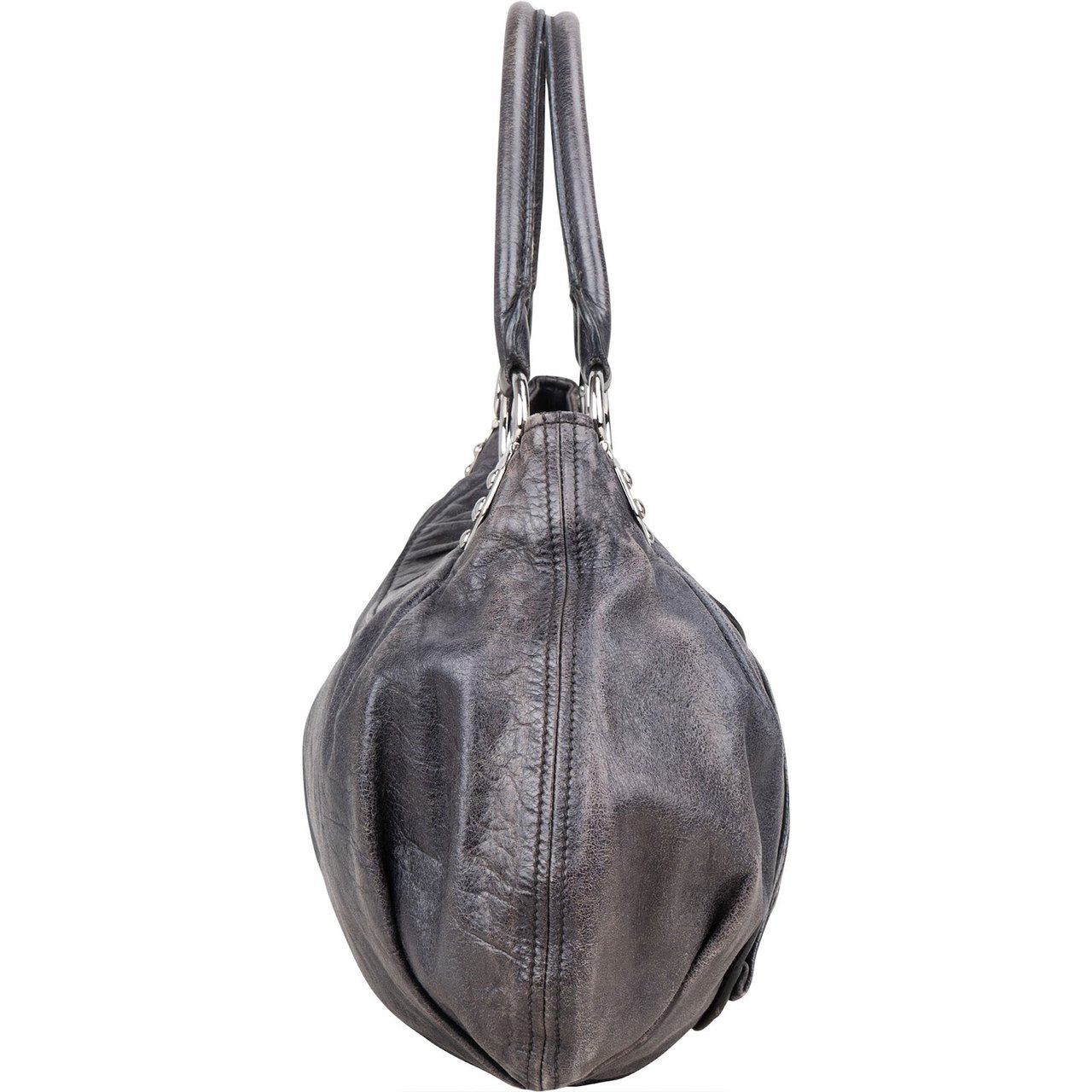 Miu Miu Vitello Lux Coffer Handbag Donkergrijs