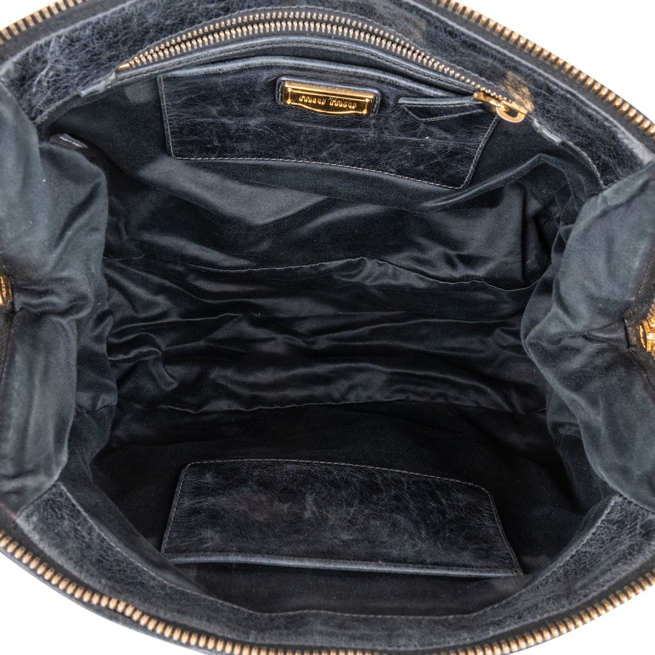 Miu Miu Matelassé Nappa Leather Bauletto Handbag Zwart