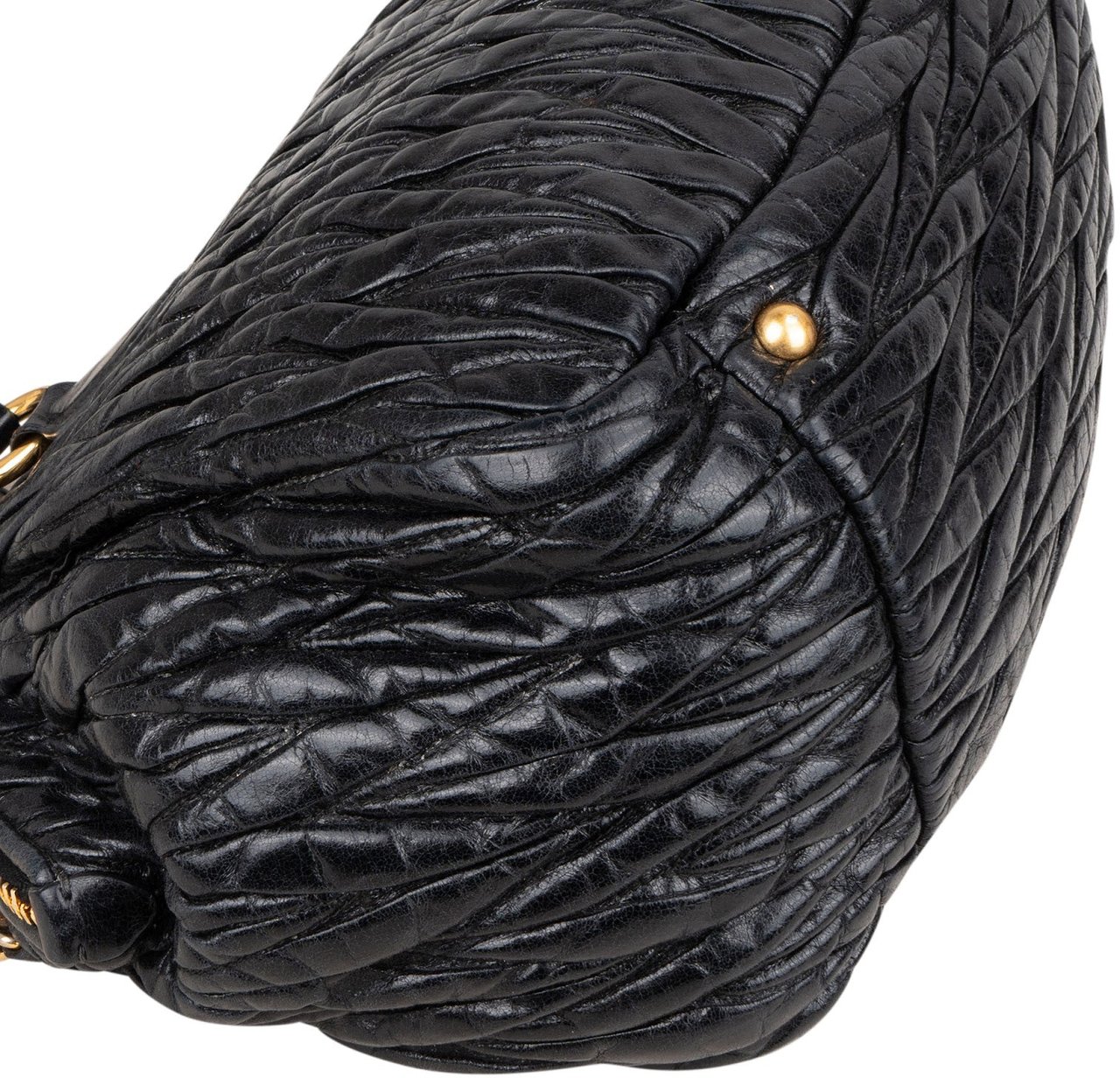 Miu Miu Matelassé Nappa Leather Bauletto Handbag Zwart