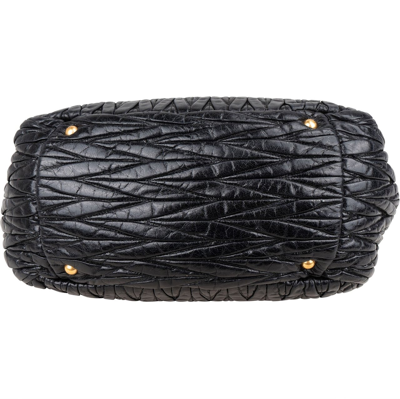 Miu Miu Matelassé Nappa Leather Bauletto Handbag Zwart