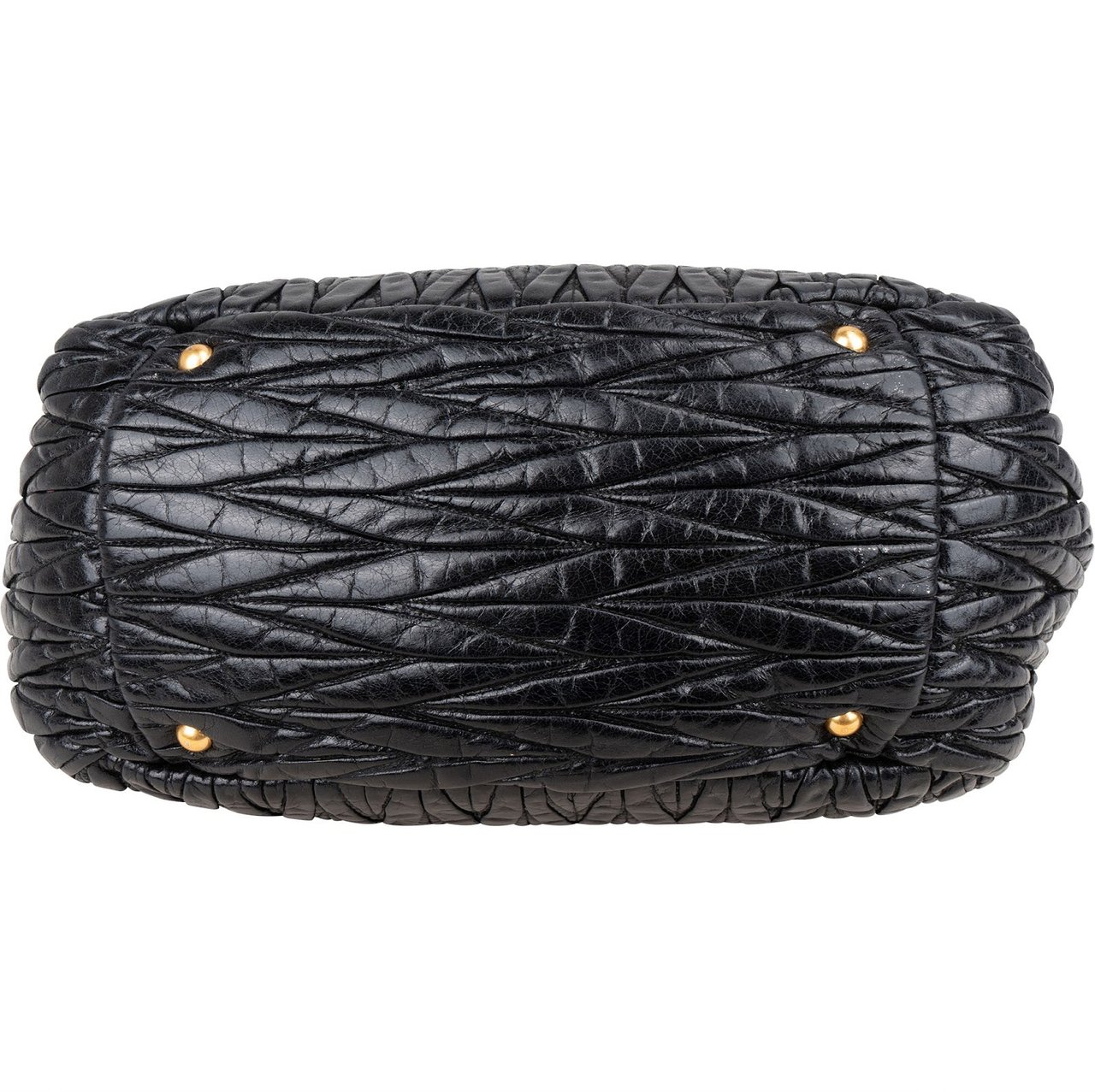 Miu Miu Matelassé Nappa Leather Bauletto Handbag Zwart