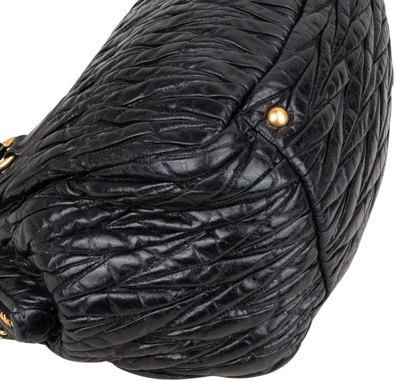 Miu Miu Matelassé Nappa Leather Bauletto Handbag Zwart