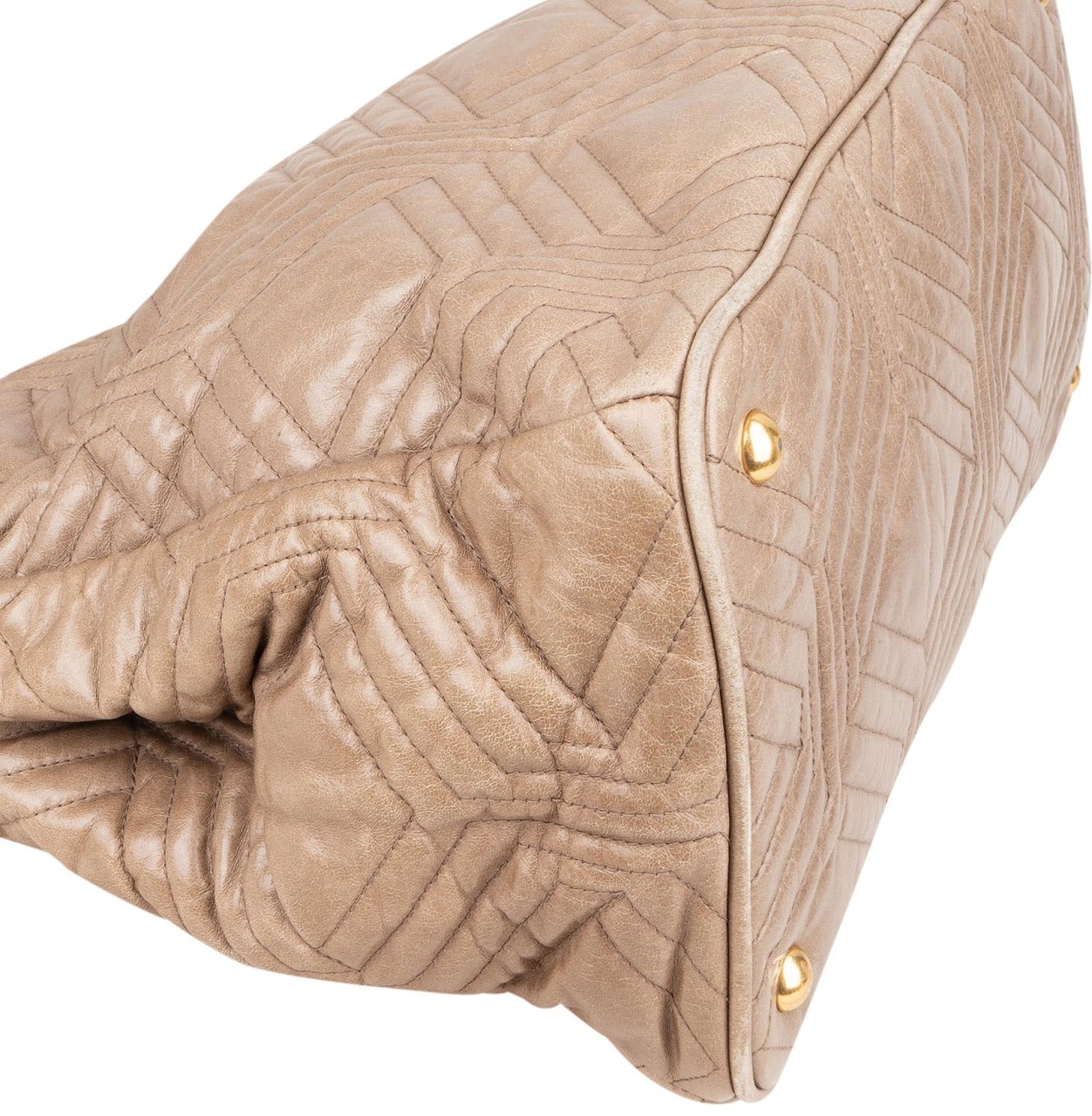 Miu Miu Quilted Geometric Leather Handbag Beige