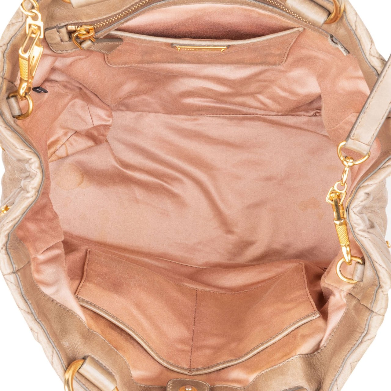 Miu Miu Quilted Geometric Leather Handbag Beige