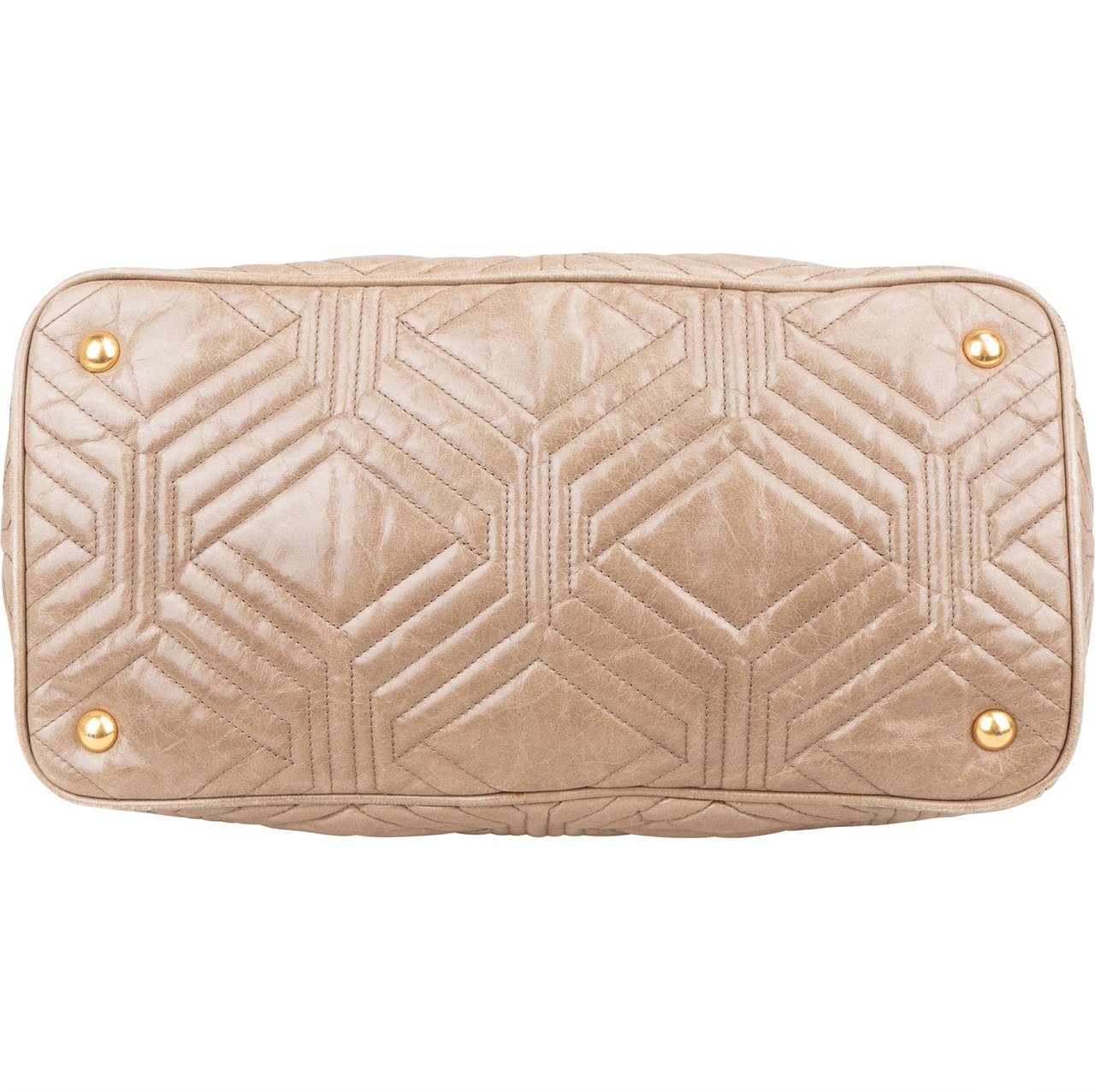 Miu Miu Quilted Geometric Leather Handbag Beige