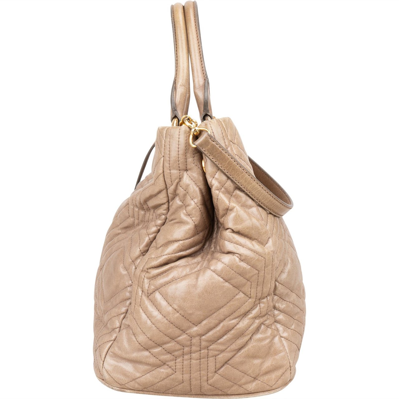 Miu Miu Quilted Geometric Leather Handbag Beige