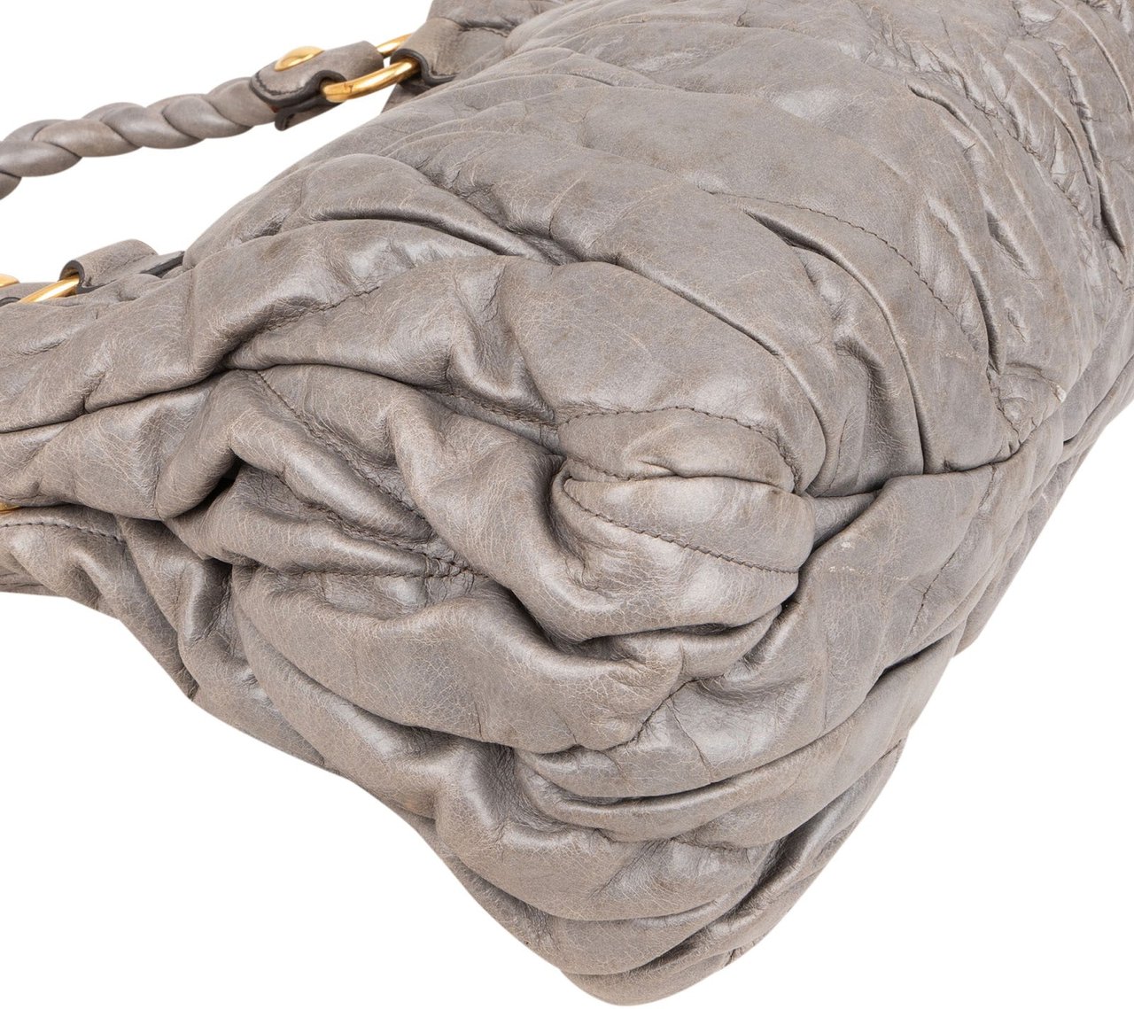 Miu Miu Matelassé Leather City Handbag Donkergrijs