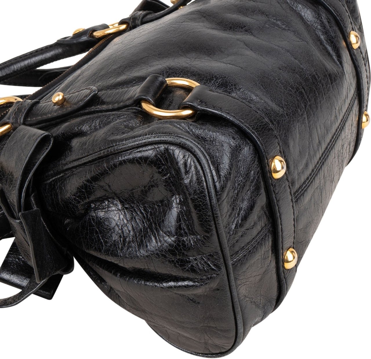 Miu Miu Vitello Lux City Handbag Zwart