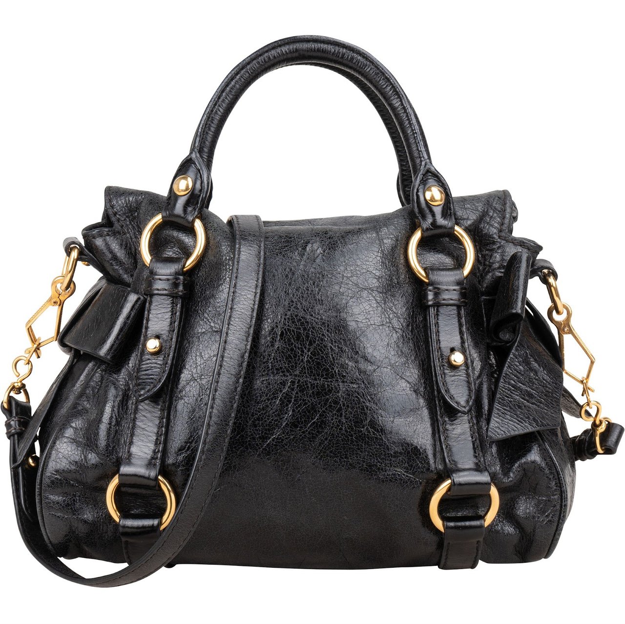 Miu Miu Vitello Lux City Handbag Zwart