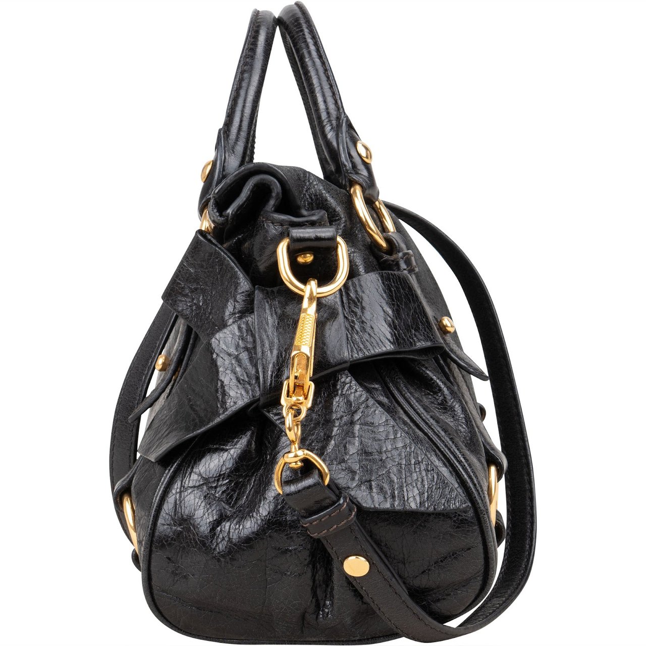 Miu Miu Vitello Lux City Handbag Zwart