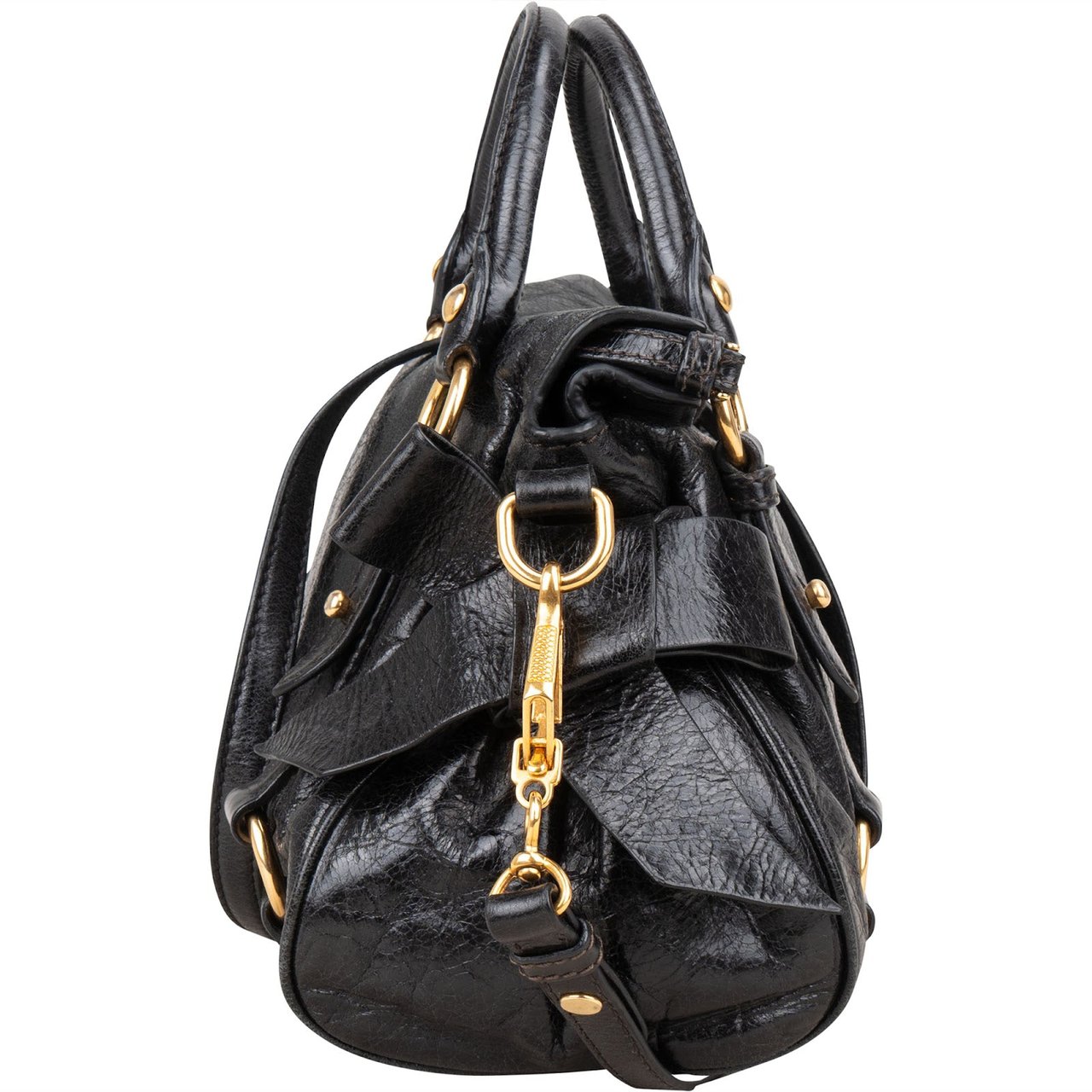 Miu Miu Vitello Lux City Handbag Zwart