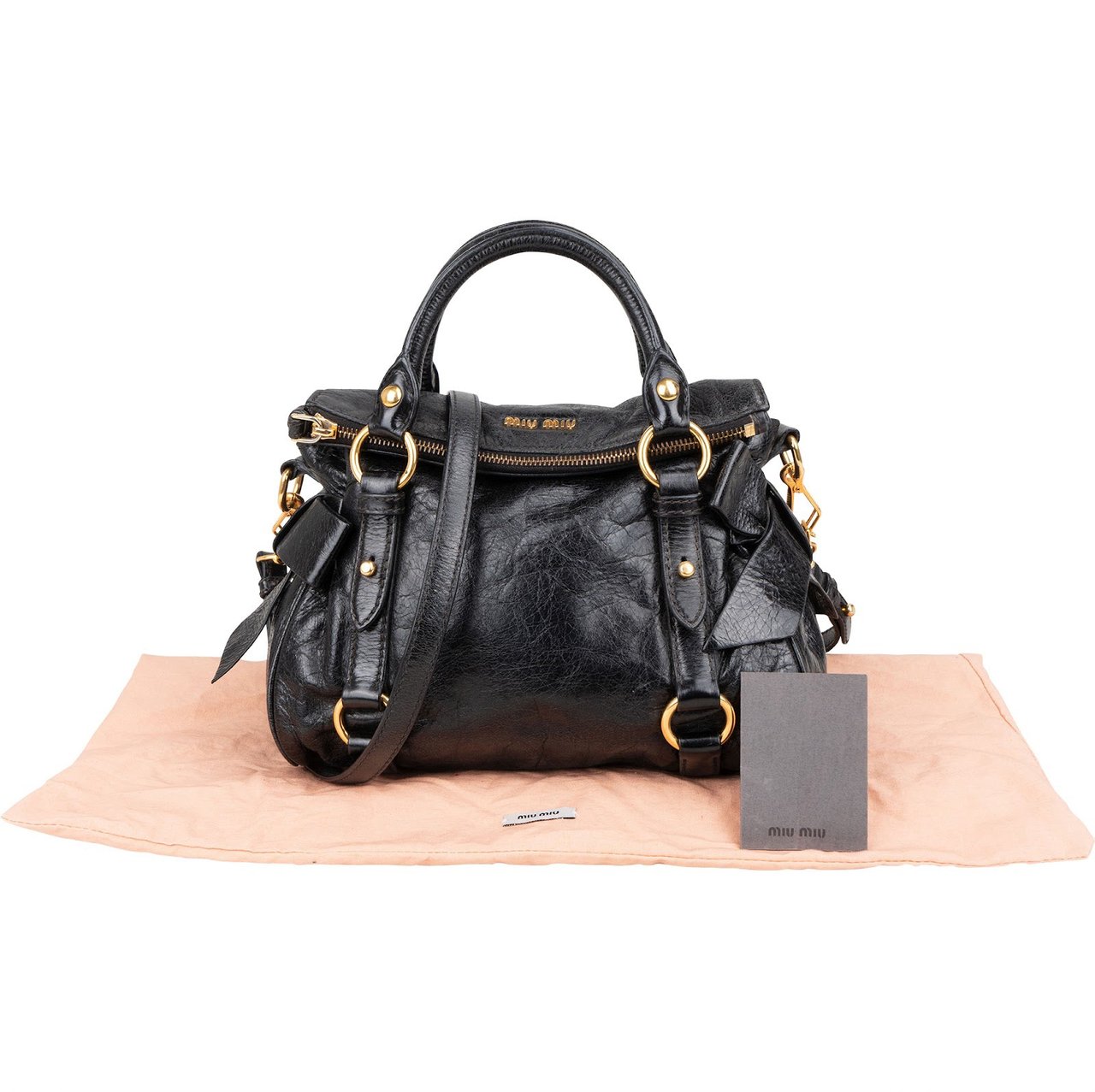 Miu Miu Vitello Lux City Handbag Zwart