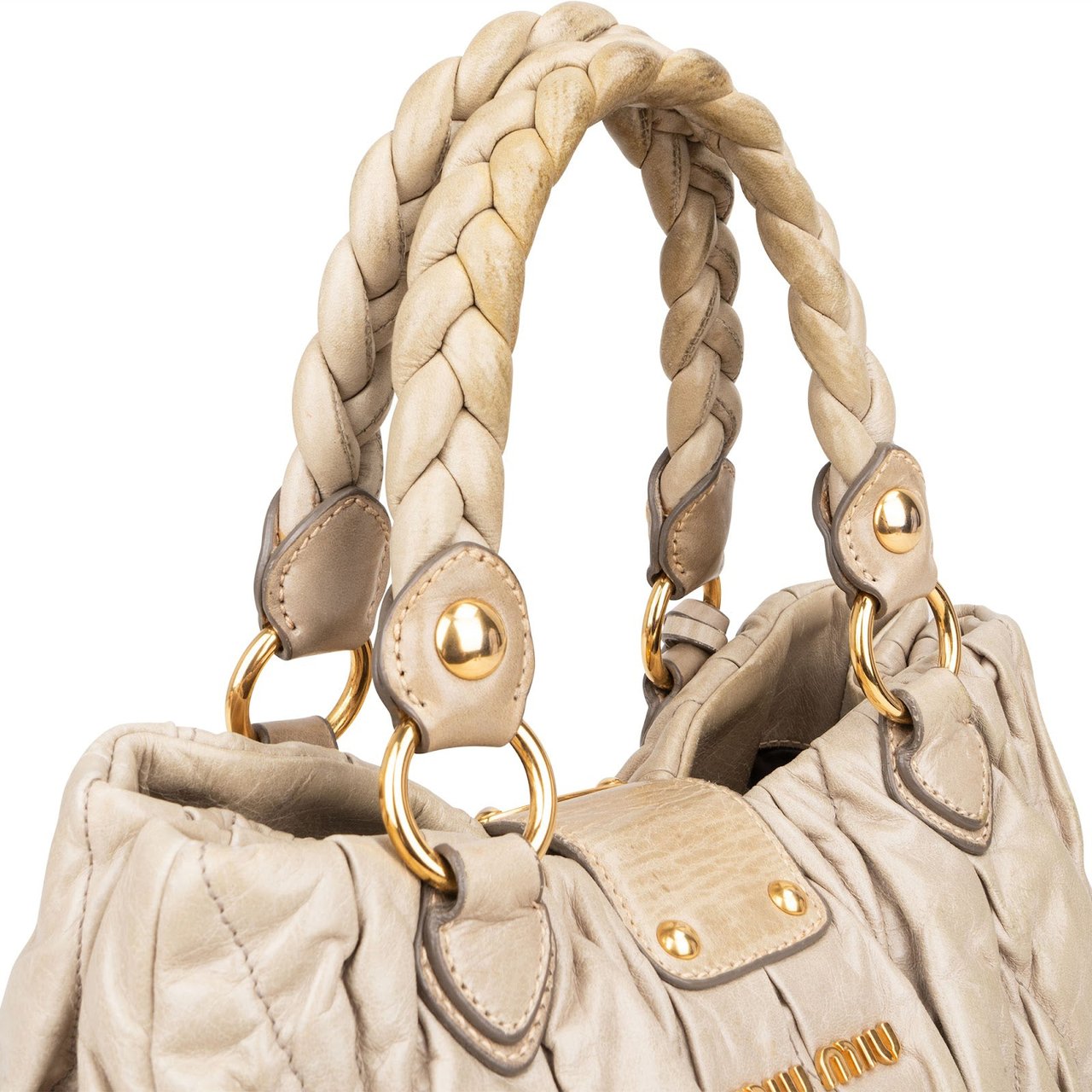 Miu Miu Matelassé Nappa Leather City Handbag Beige