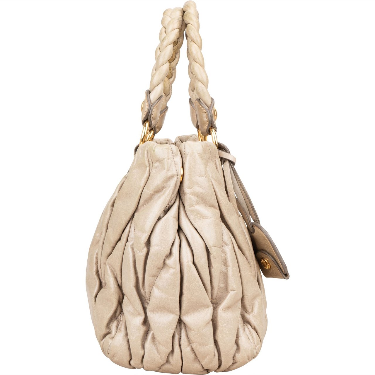 Miu Miu Matelassé Nappa Leather City Handbag Beige