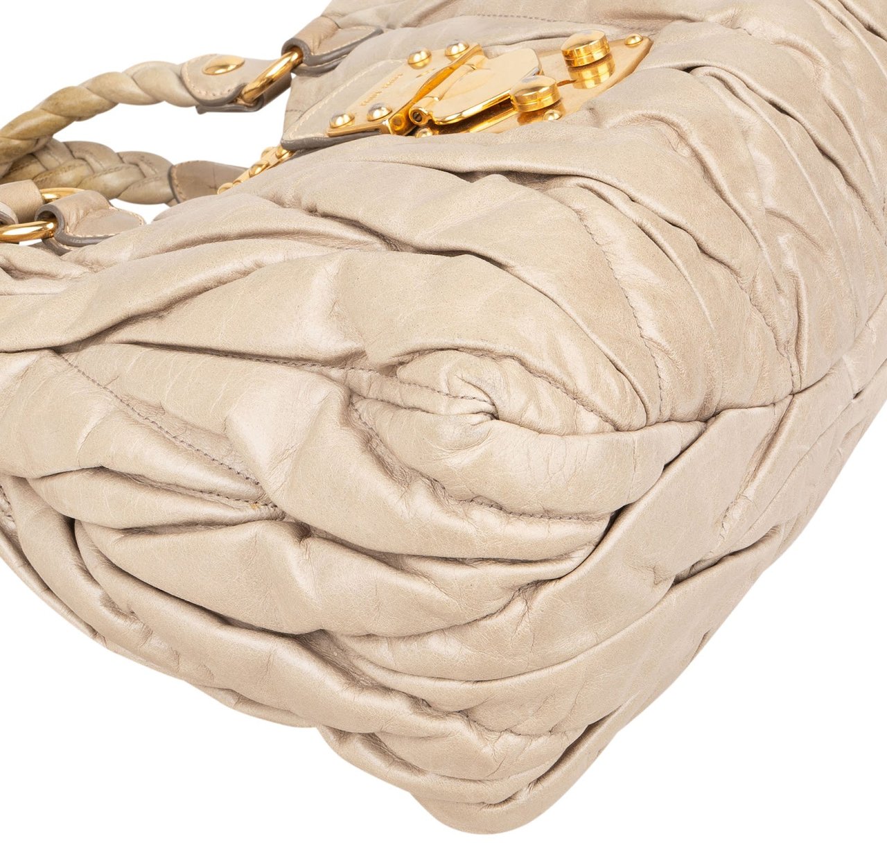 Miu Miu Matelassé Nappa Leather City Handbag Beige