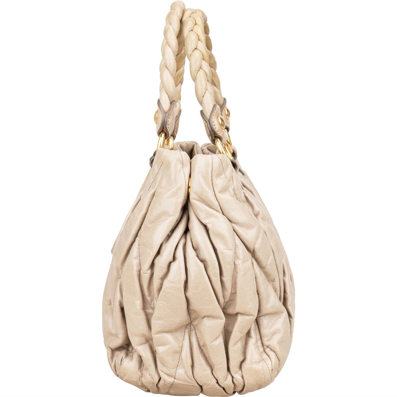 Miu Miu Matelassé Nappa Leather City Handbag Beige