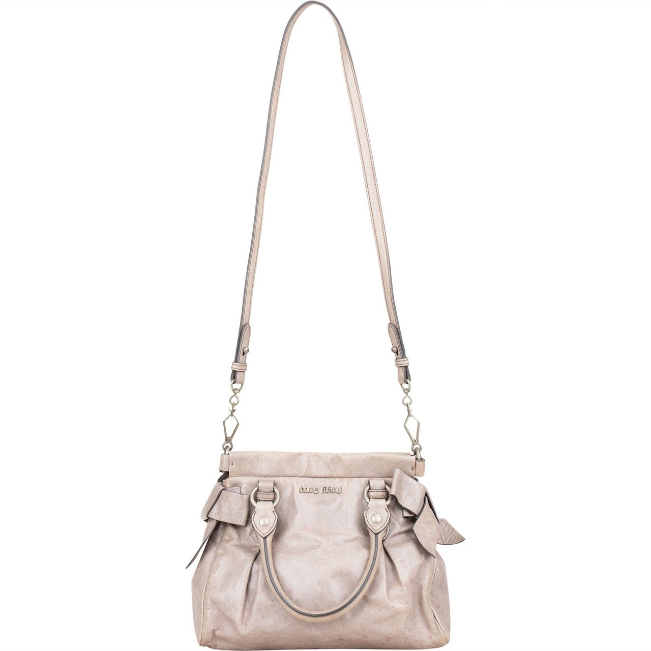 Miu Miu Vitello Lux City Handbag Donkergrijs
