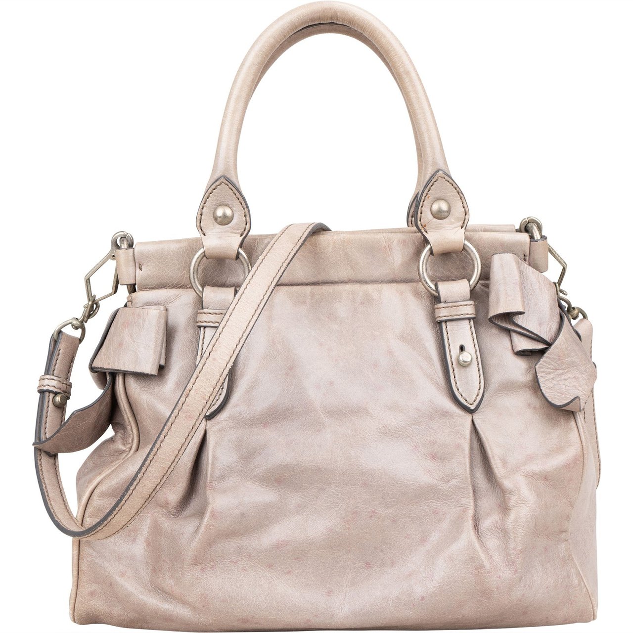 Miu Miu Vitello Lux City Handbag Donkergrijs