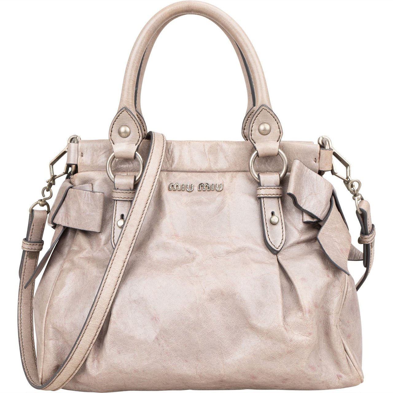 Miu Miu Vitello Lux City Handbag Donkergrijs