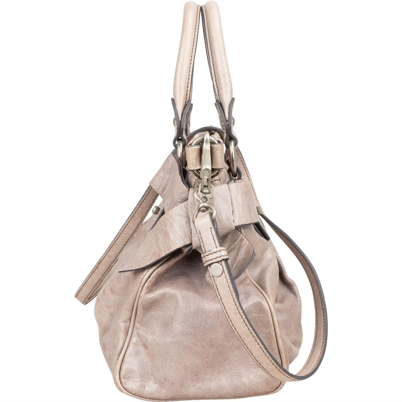 Miu Miu Vitello Lux City Handbag Donkergrijs