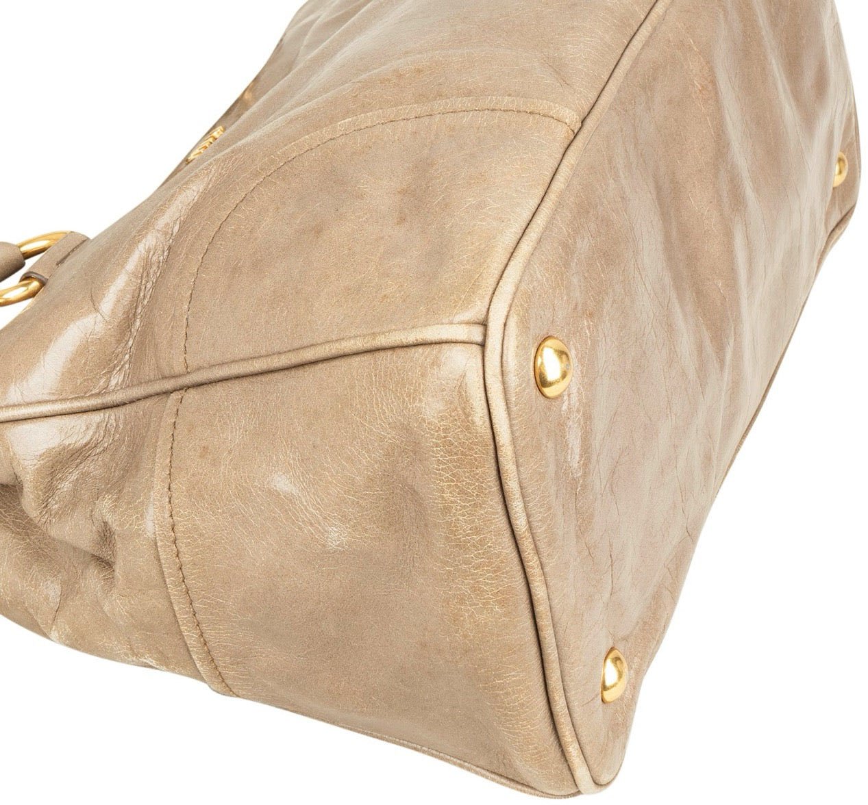 Miu Miu Vitello Lux Leather Handbag Taupe
