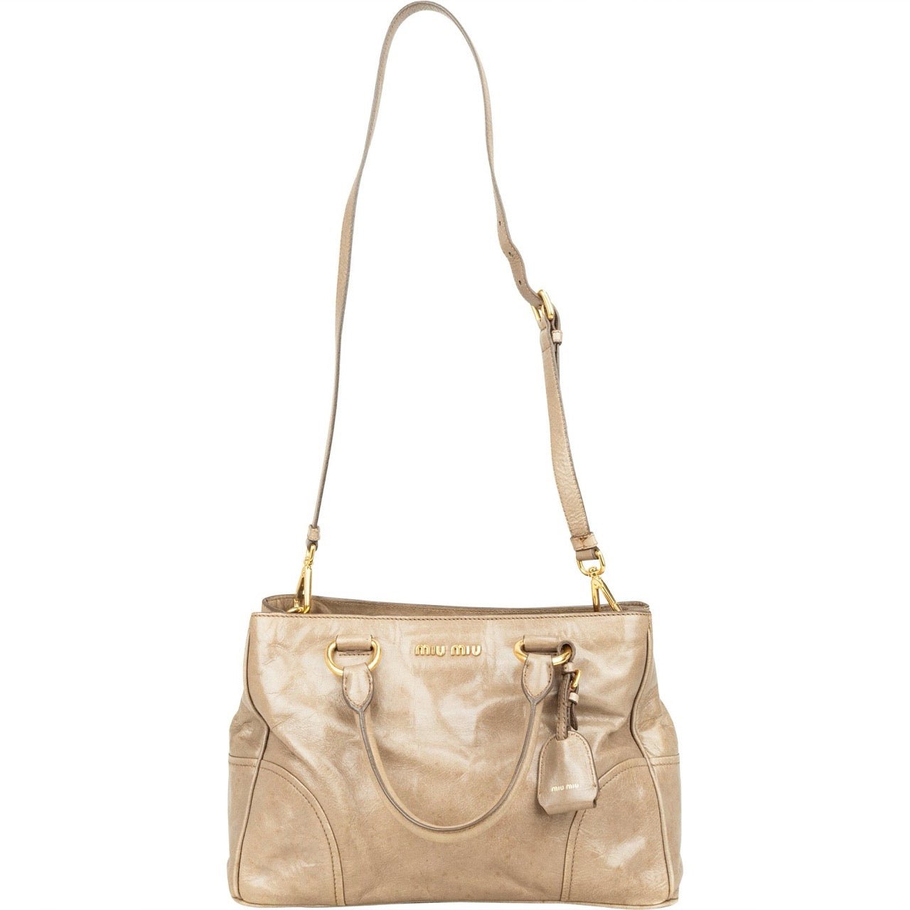 Miu Miu Vitello Lux Leather Handbag Beige