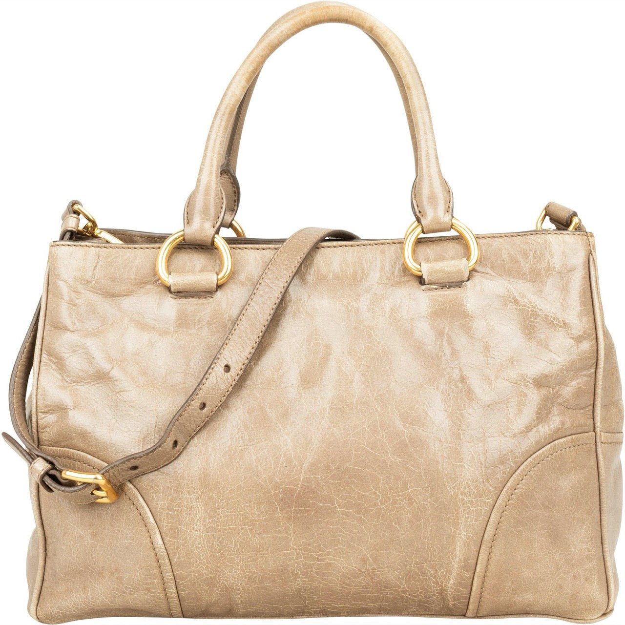 Miu Miu Vitello Lux Leather Handbag Beige