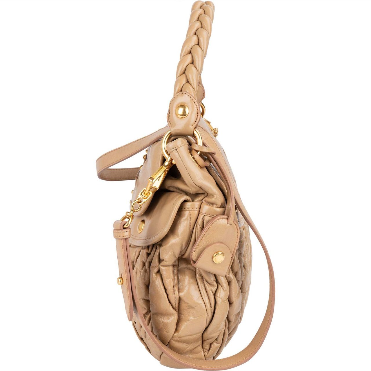 Miu Miu Miu Miu Quilted Leather City Handbag Beige