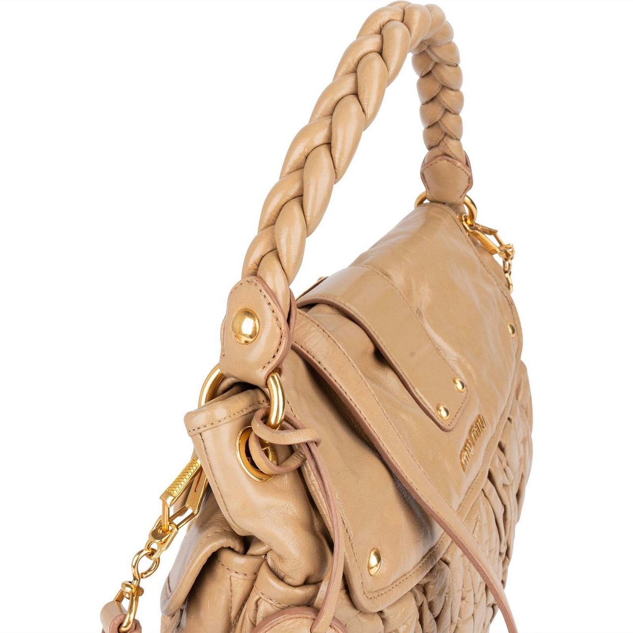 Miu Miu Miu Miu Quilted Leather City Handbag Beige