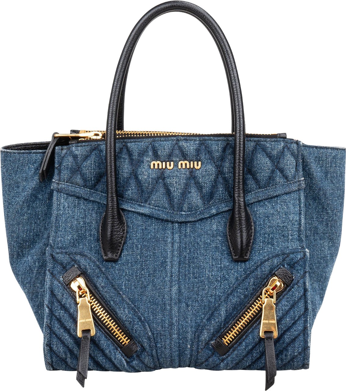Miu Miu Denim Biker Tote Handbag Blauw
