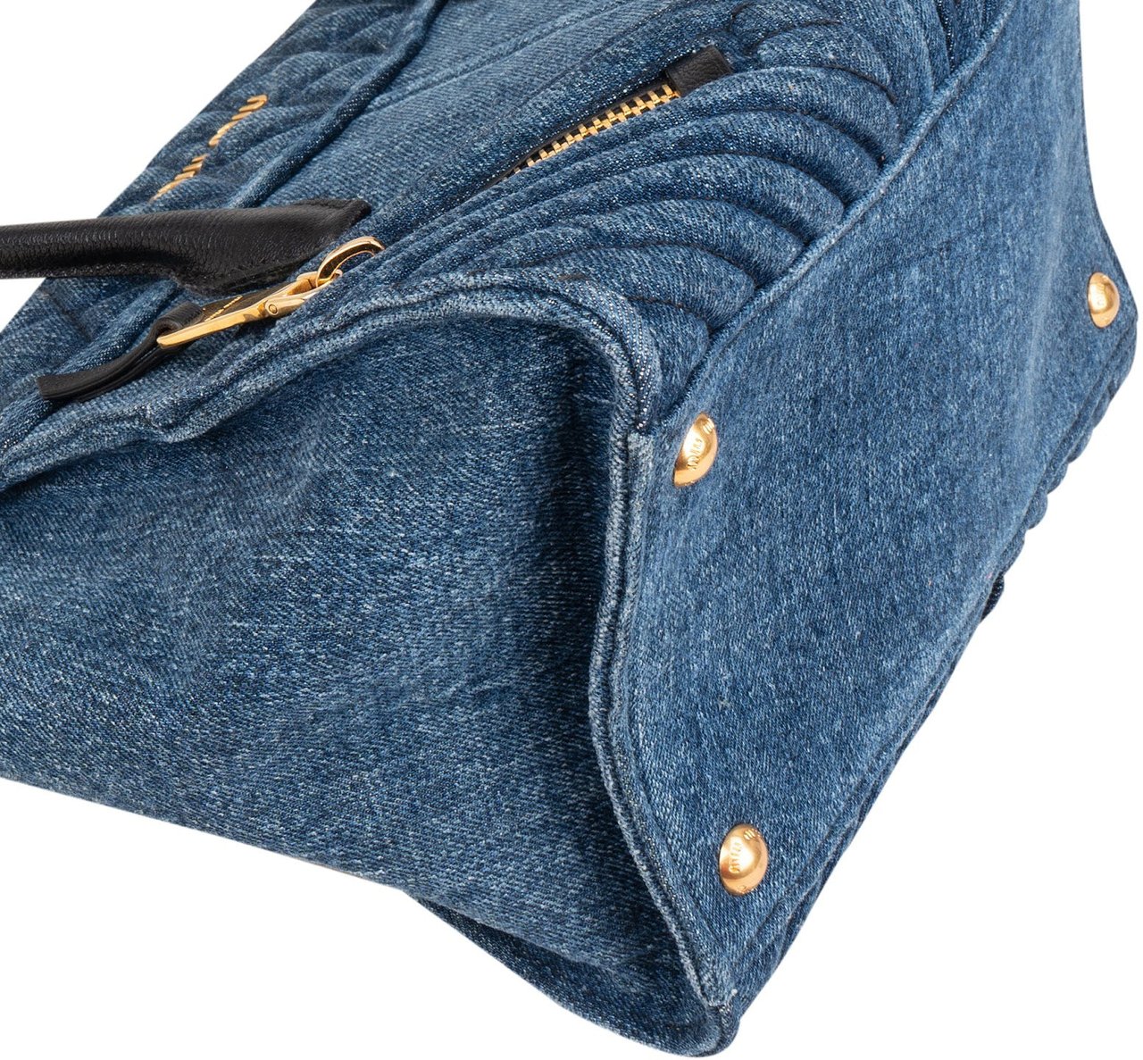 Miu Miu Denim Biker Tote Handbag Blauw