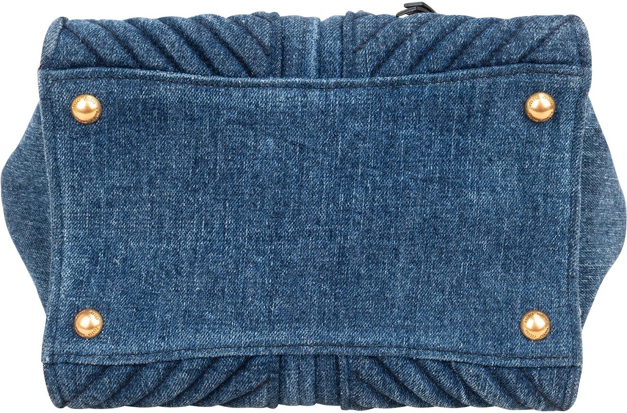 Miu Miu Denim Biker Tote Handbag Blauw