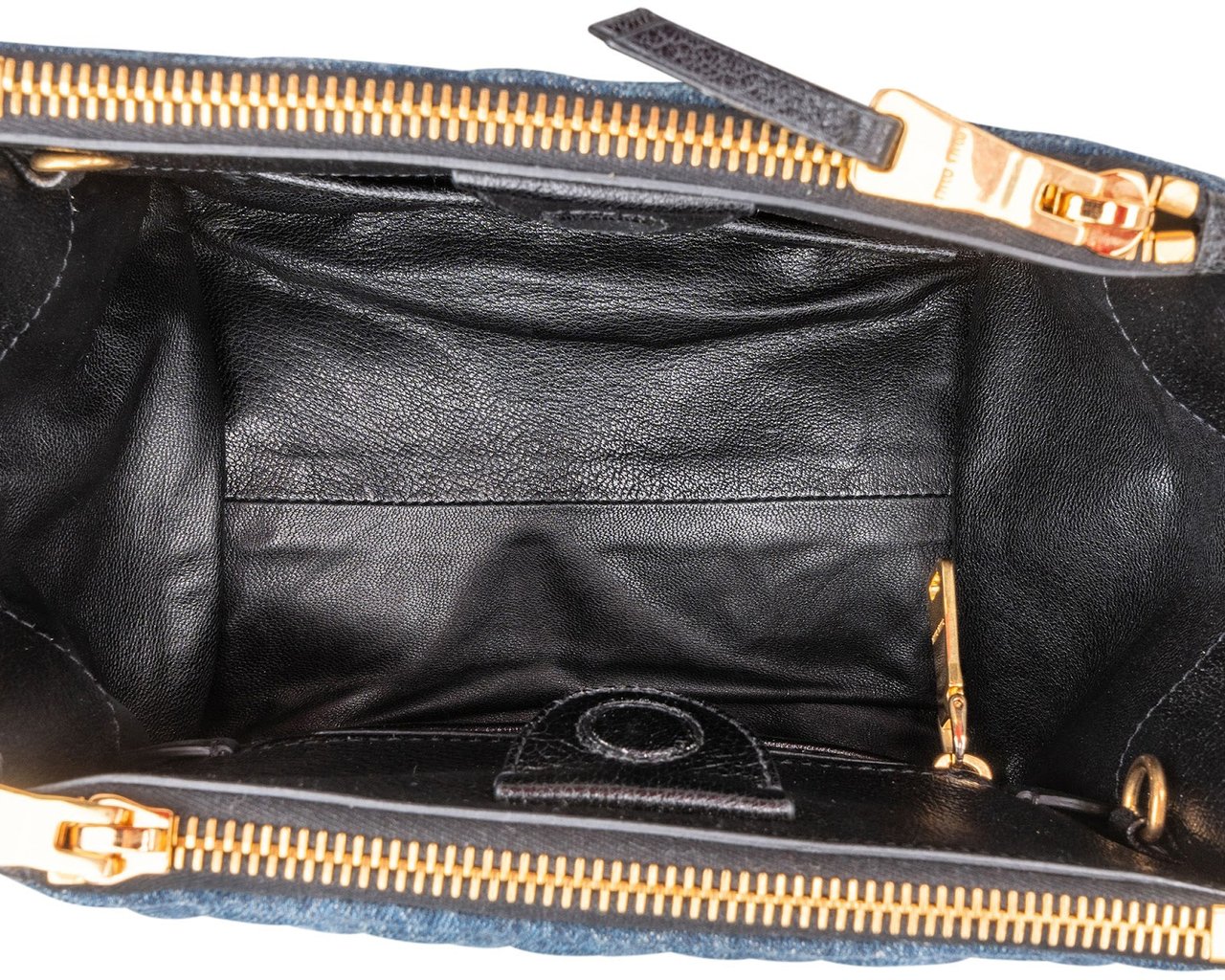 Miu Miu Denim Biker Tote Handbag Blauw
