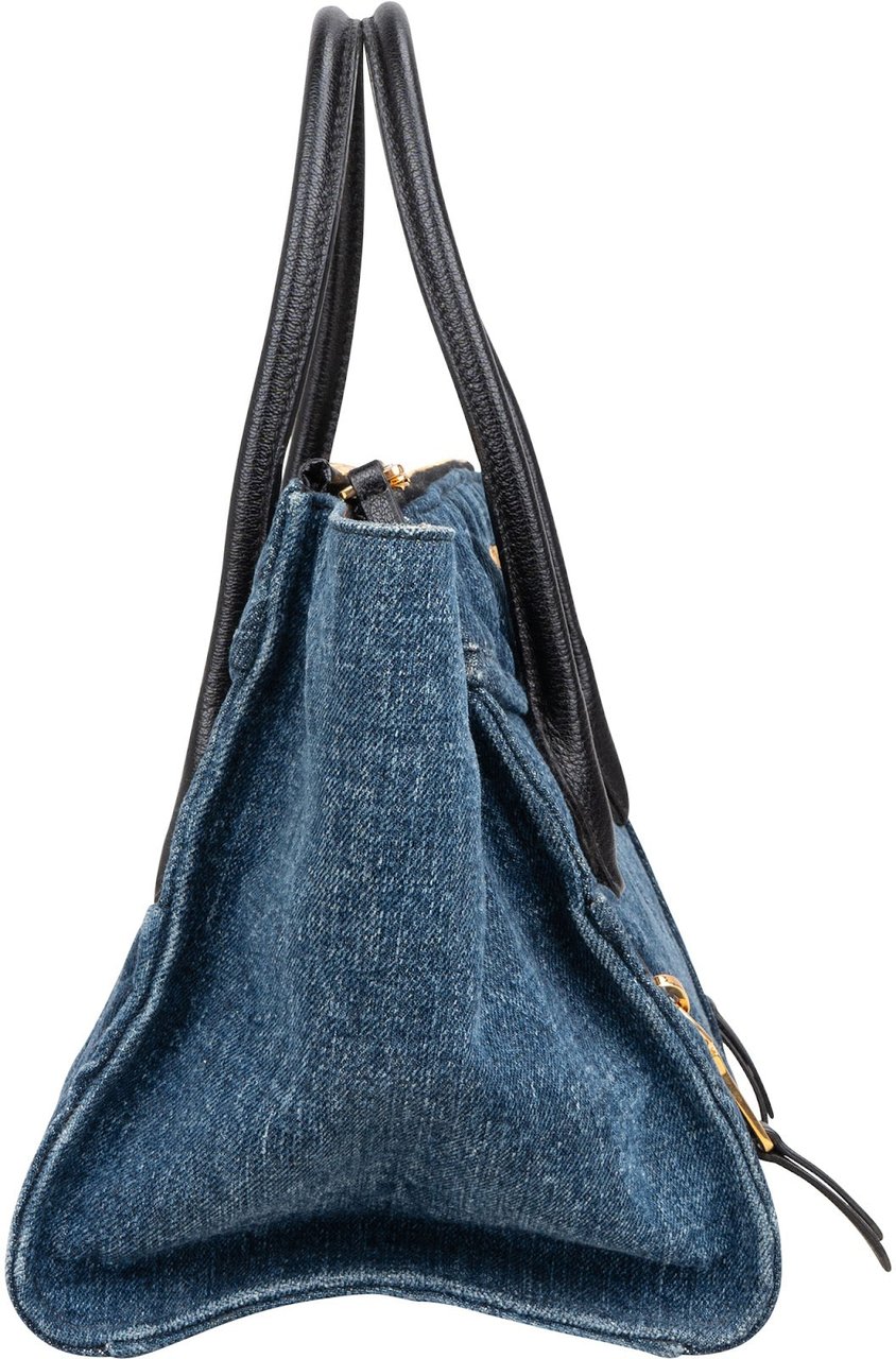Miu Miu Denim Biker Tote Handbag Blauw
