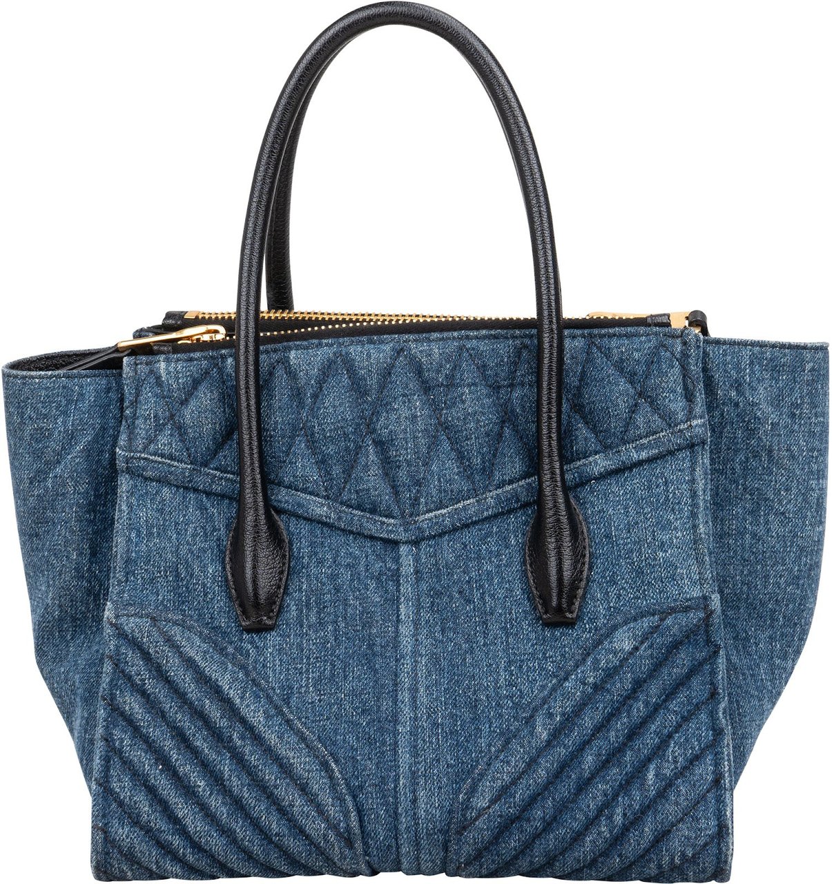 Miu Miu Denim Biker Tote Handbag Blauw