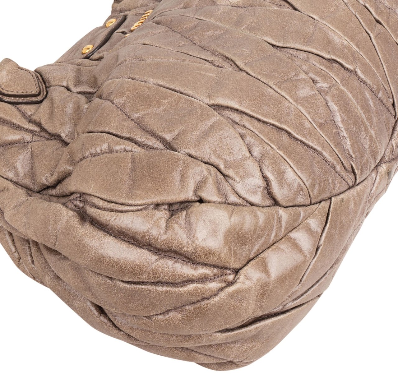 Miu Miu Vitello Lux Quilted Leather City Handbag Bruin
