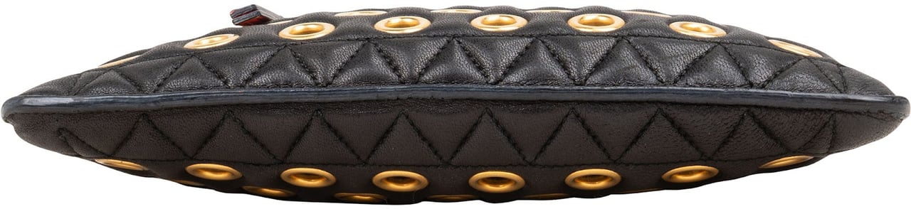Miu Miu Miu Miu Quilted Leather Eyelet Crossbody Bag Zwart