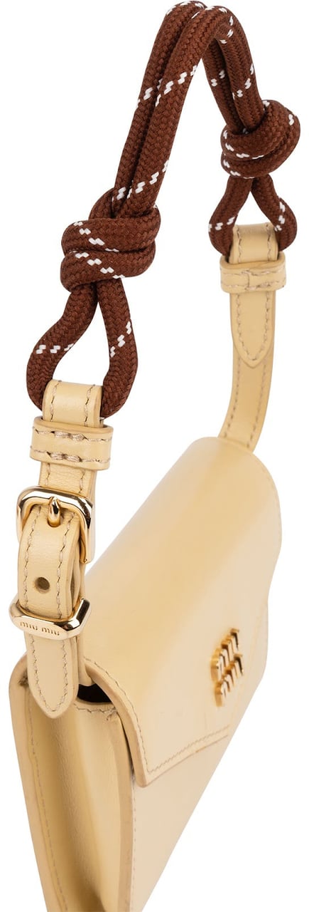 Miu Miu Soft Calf Leather Mini Wallet Handbag Beige