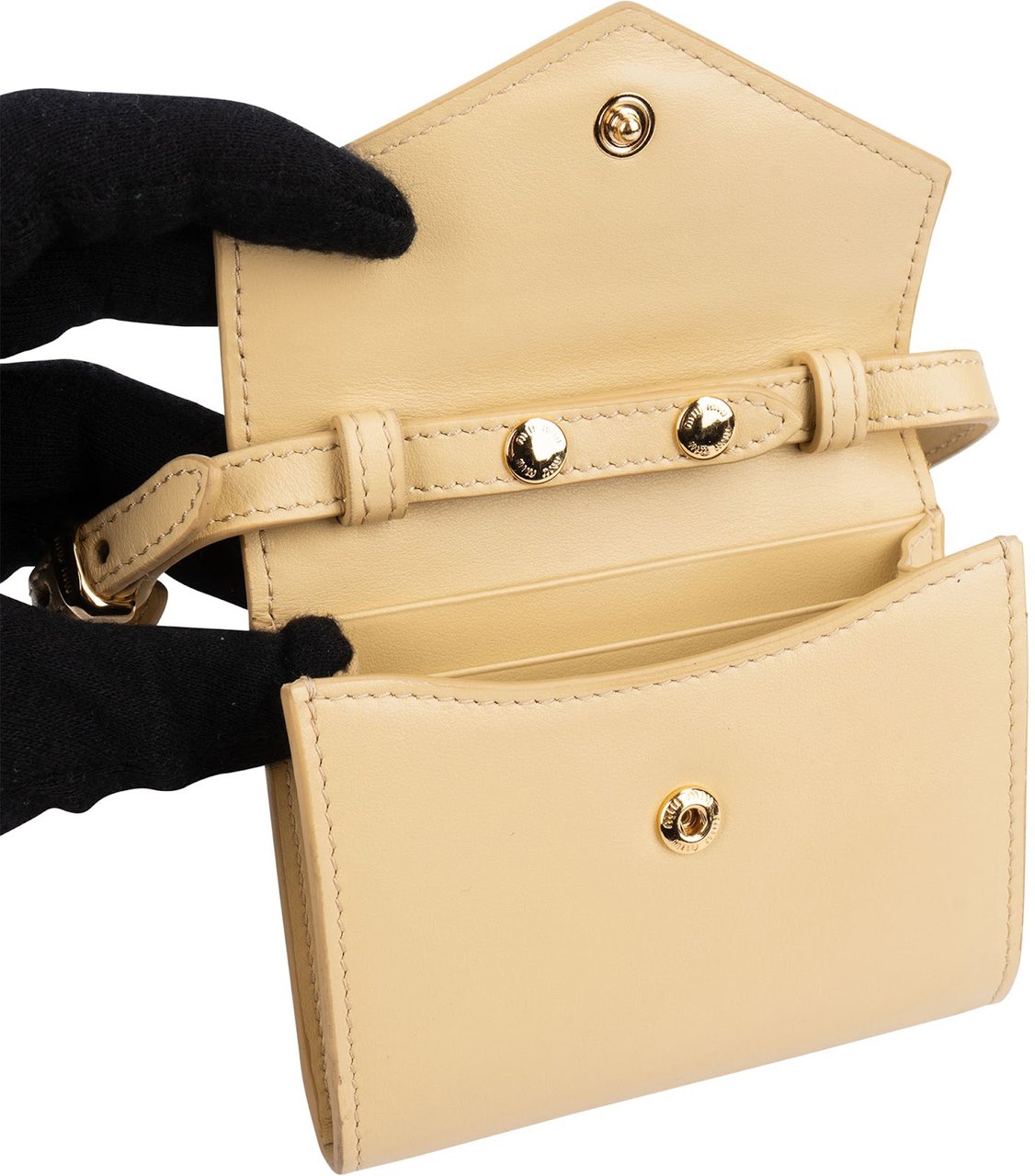 Miu Miu Soft Calf Leather Mini Wallet Handbag Beige