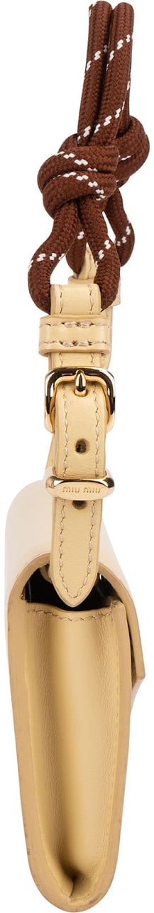 Miu Miu Soft Calf Leather Mini Wallet Handbag Beige