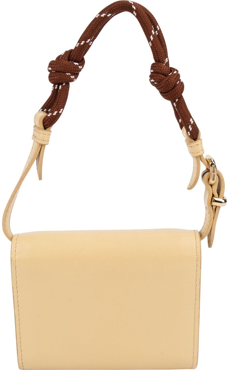 Miu Miu Soft Calf Leather Mini Wallet Handbag Beige