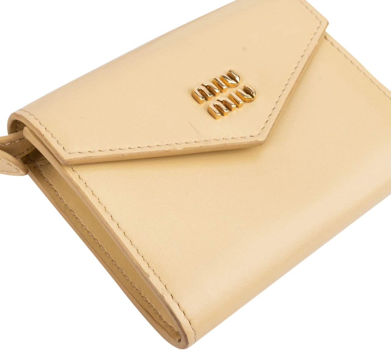 Miu Miu Soft Calf Leather Mini Wallet Handbag Beige