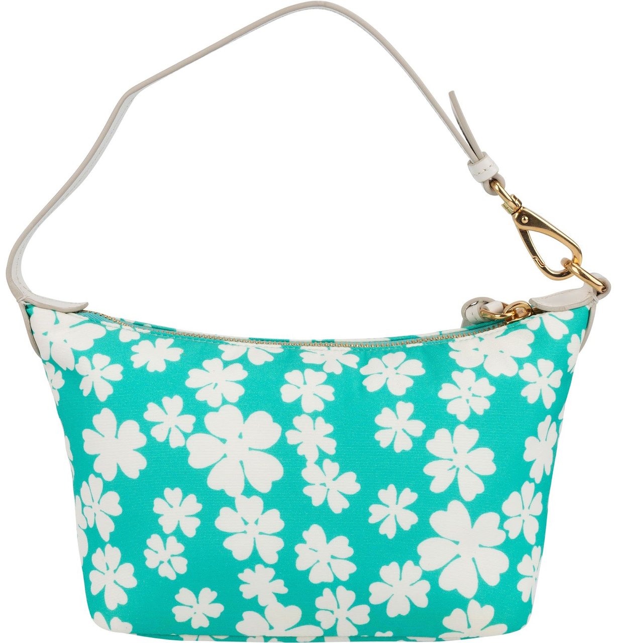 Miu Miu Nylon Flower Print Mini Pouch Handbag Wit